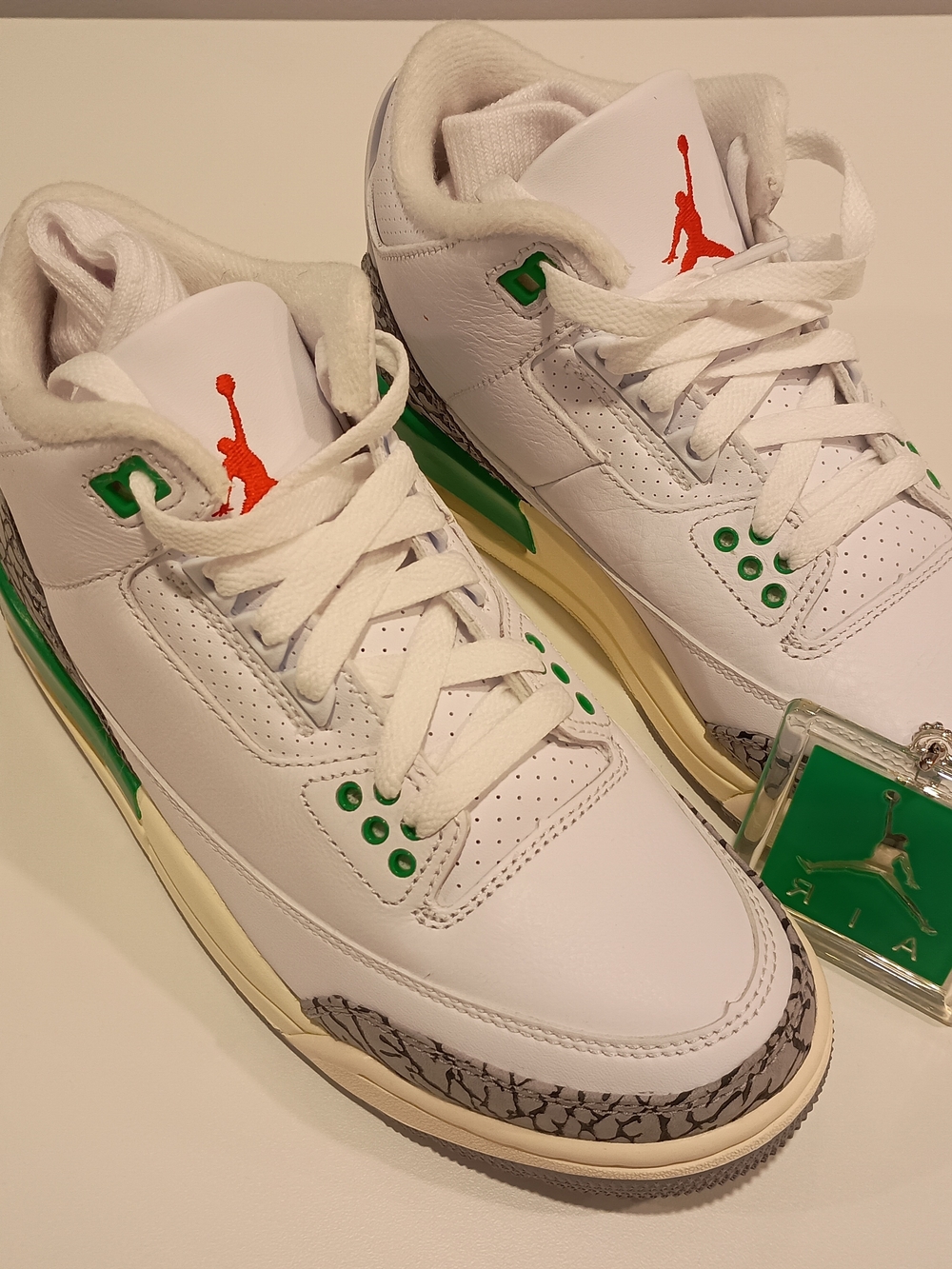 Jordan Kids White & Green Retro Basketball Sneakers